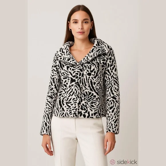 Saint Tropez West‎ Monochrome Patterned Jacket SIZE LARGE BLK. AND WHITE VGC - Picture 3 of 11